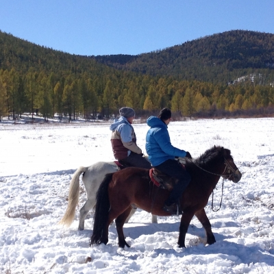 Horse Trekking - Wayne and Myles riding