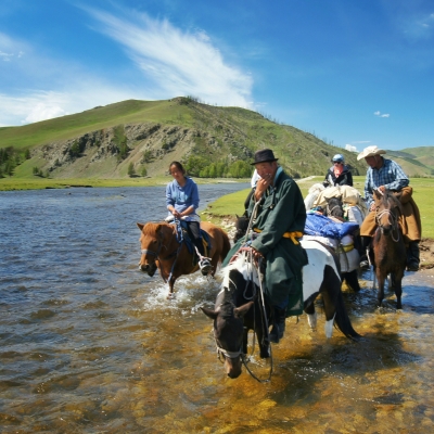 Horse Trekking - Horse group crossing river